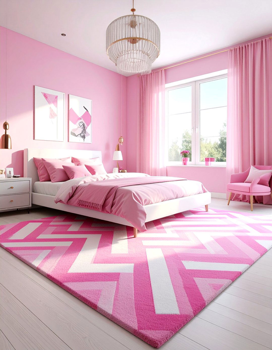 Barbie Geometric Patterned Rug - 25 Barbie Room Ideas for a Dreamy and Fun Space