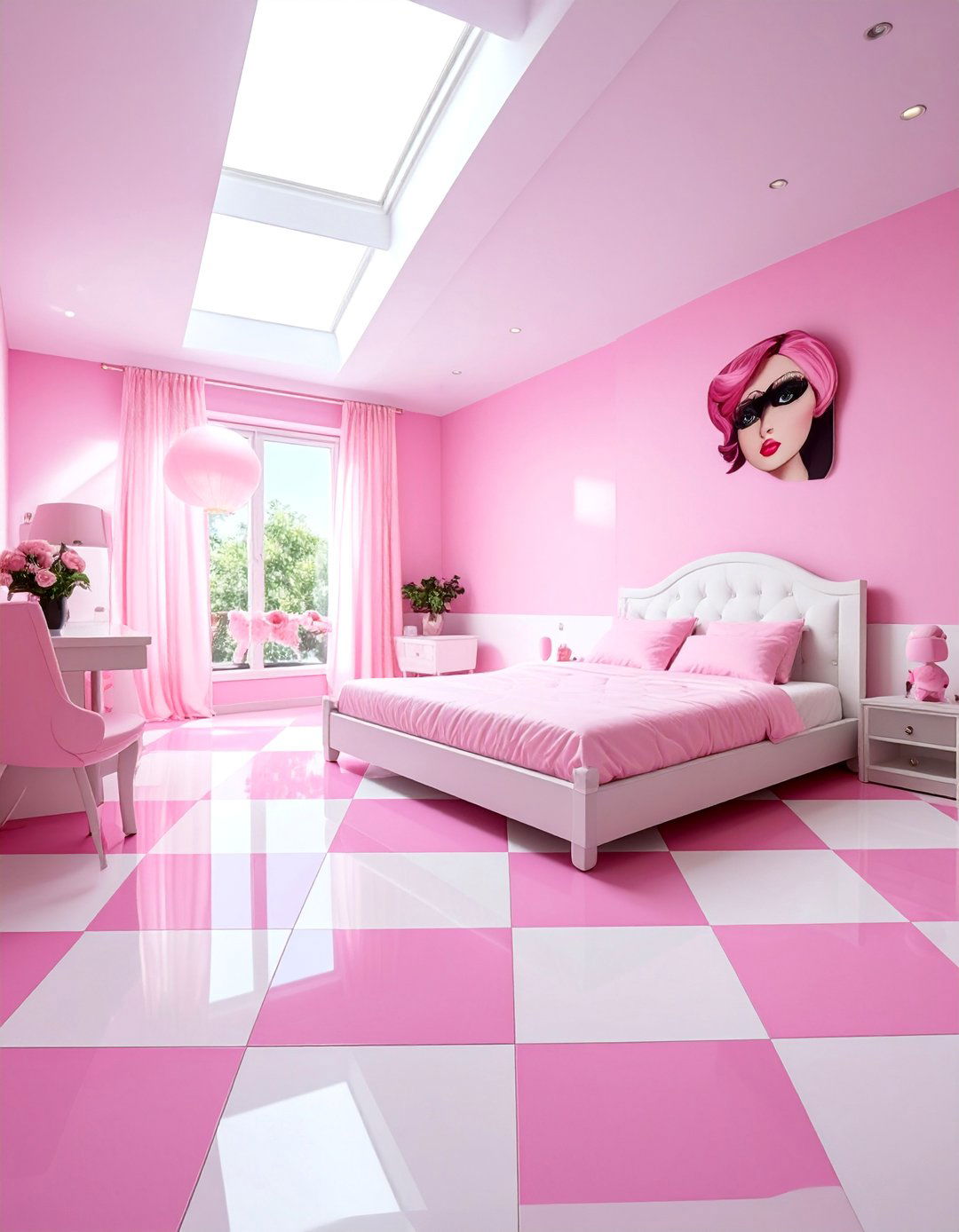 Barbie Pink and White Checkerboard Floor - 25 Barbie Room Ideas for a Dreamy and Fun Space