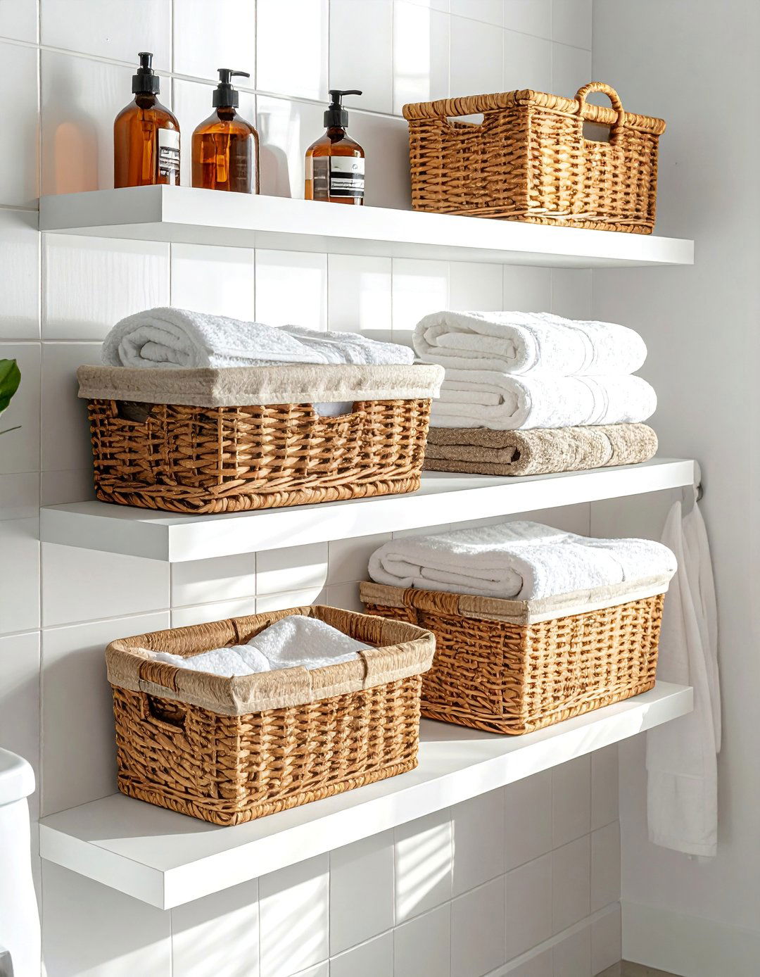 Basket Storage on Open Shelving - 40 Bathroom Organization Ideas for Clutter-Free
