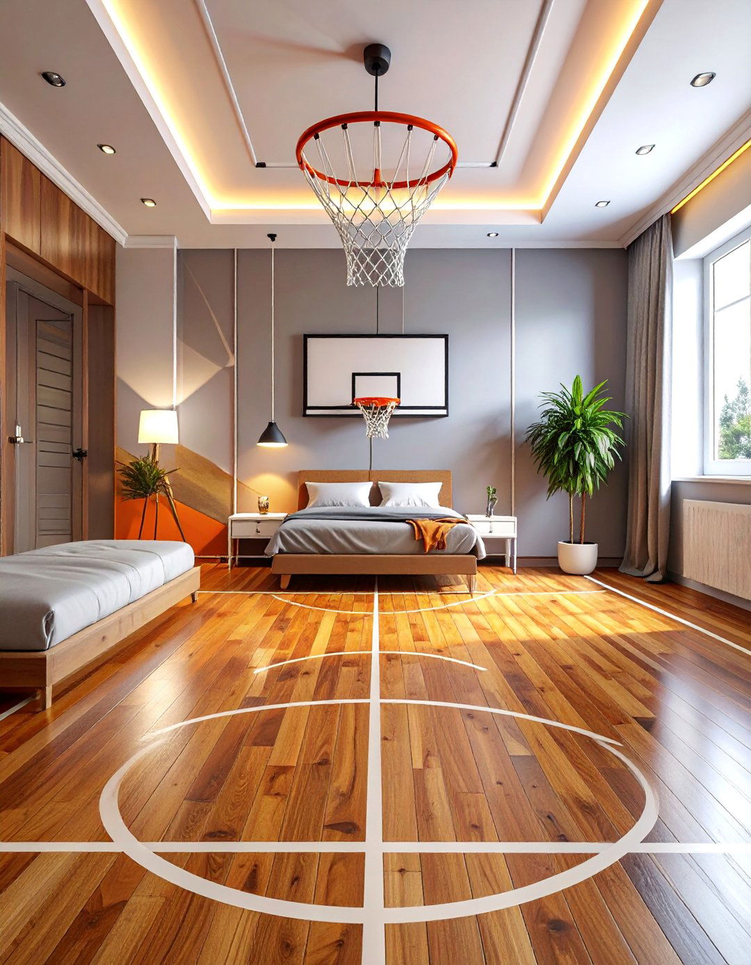 Basketball Court Wall Mural Design - 25 Basketball Room Decor Ideas for Sports Enthusiasts