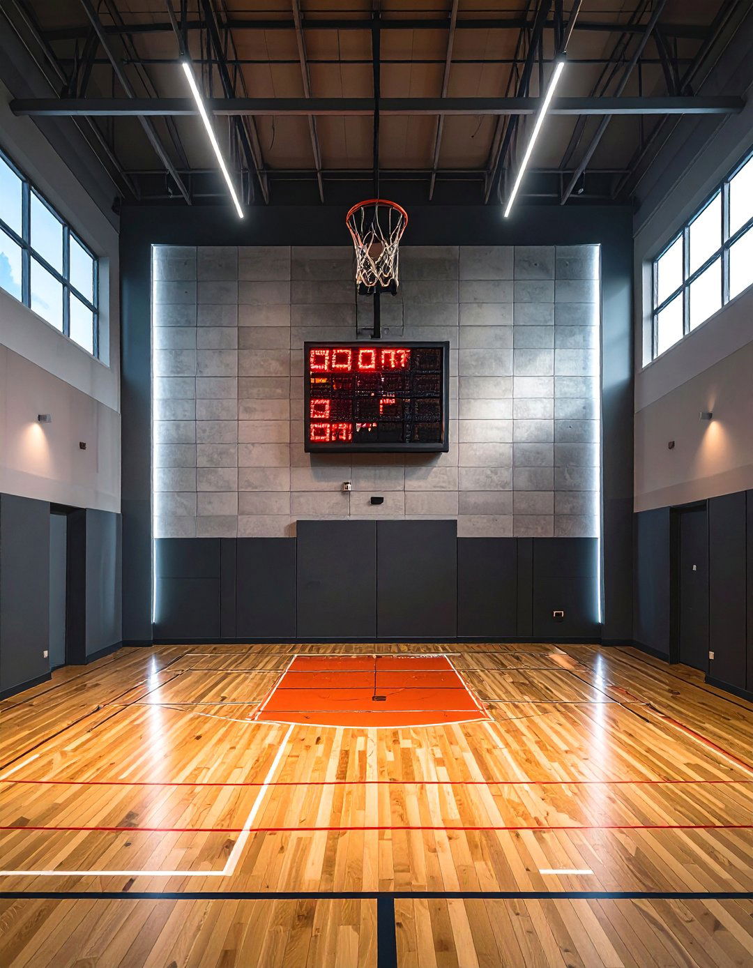 Basketball Scoreboard Clock Feature - 25 Basketball Room Decor Ideas for Sports Enthusiasts