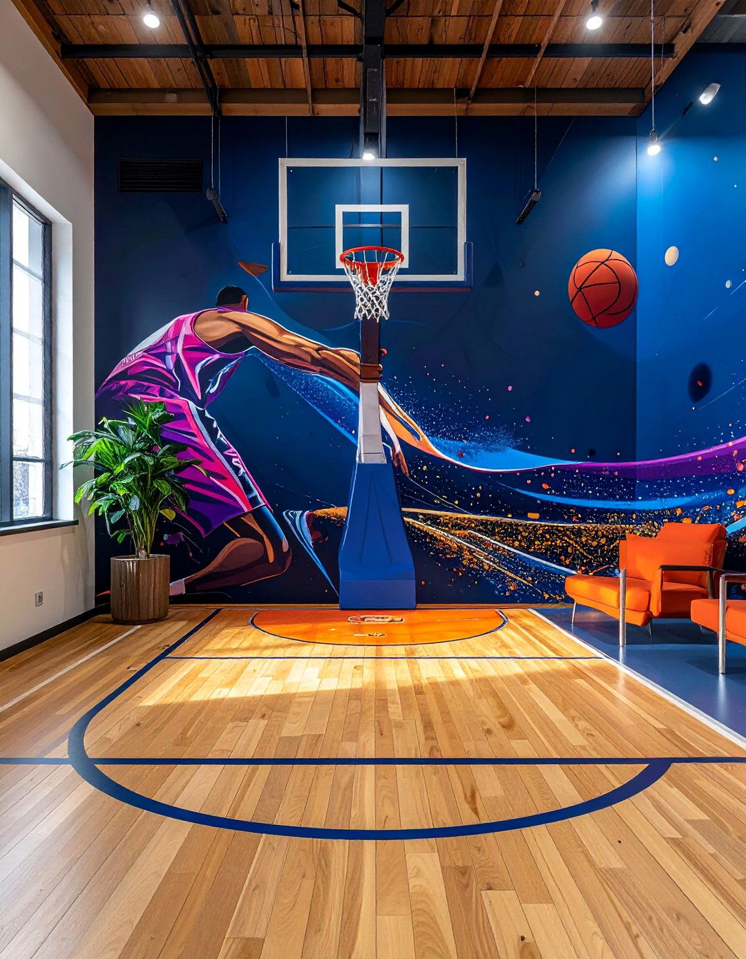 Basketball Wall Mural Design - 25 Basketball Room Decor Ideas for Sports Enthusiasts