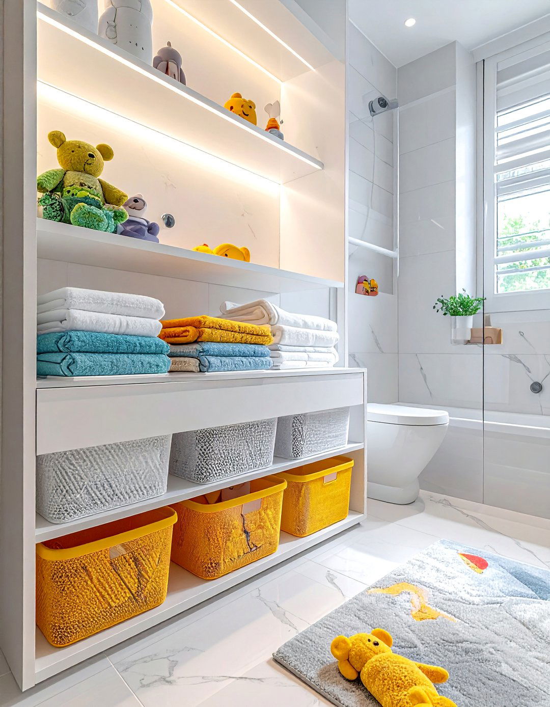 Bathroom Towel and Toy Storage - 40 Toy Storage Ideas to Keep Your Home Organized