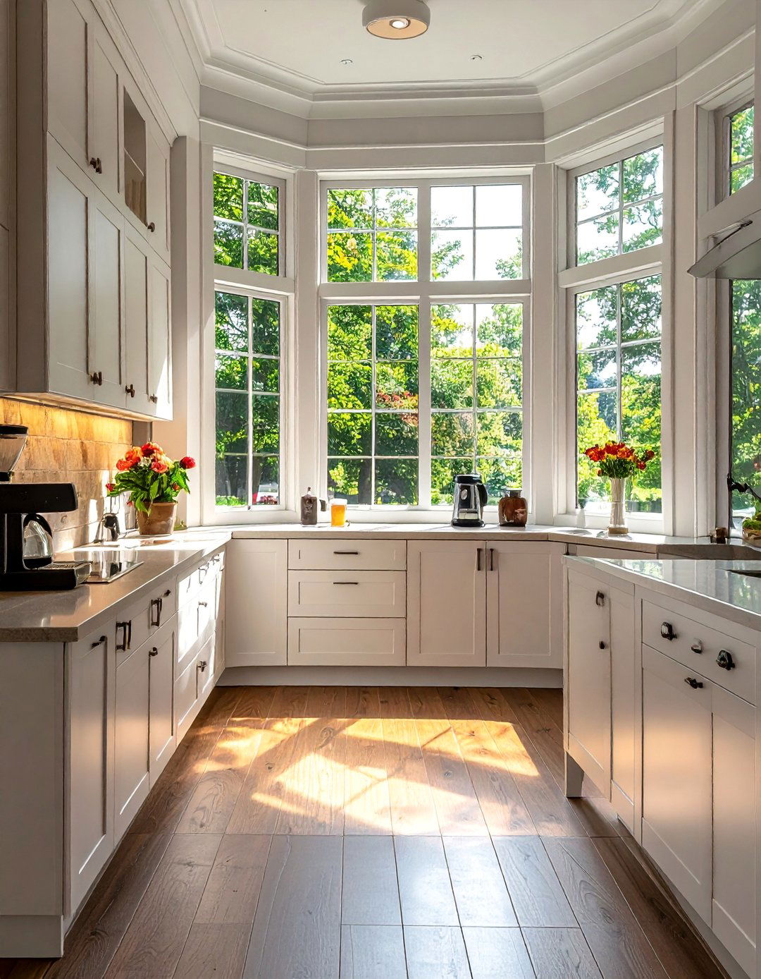 Bay Window Coffee and Tea Station - 40 Bay Window Ideas to Brighten Your Home