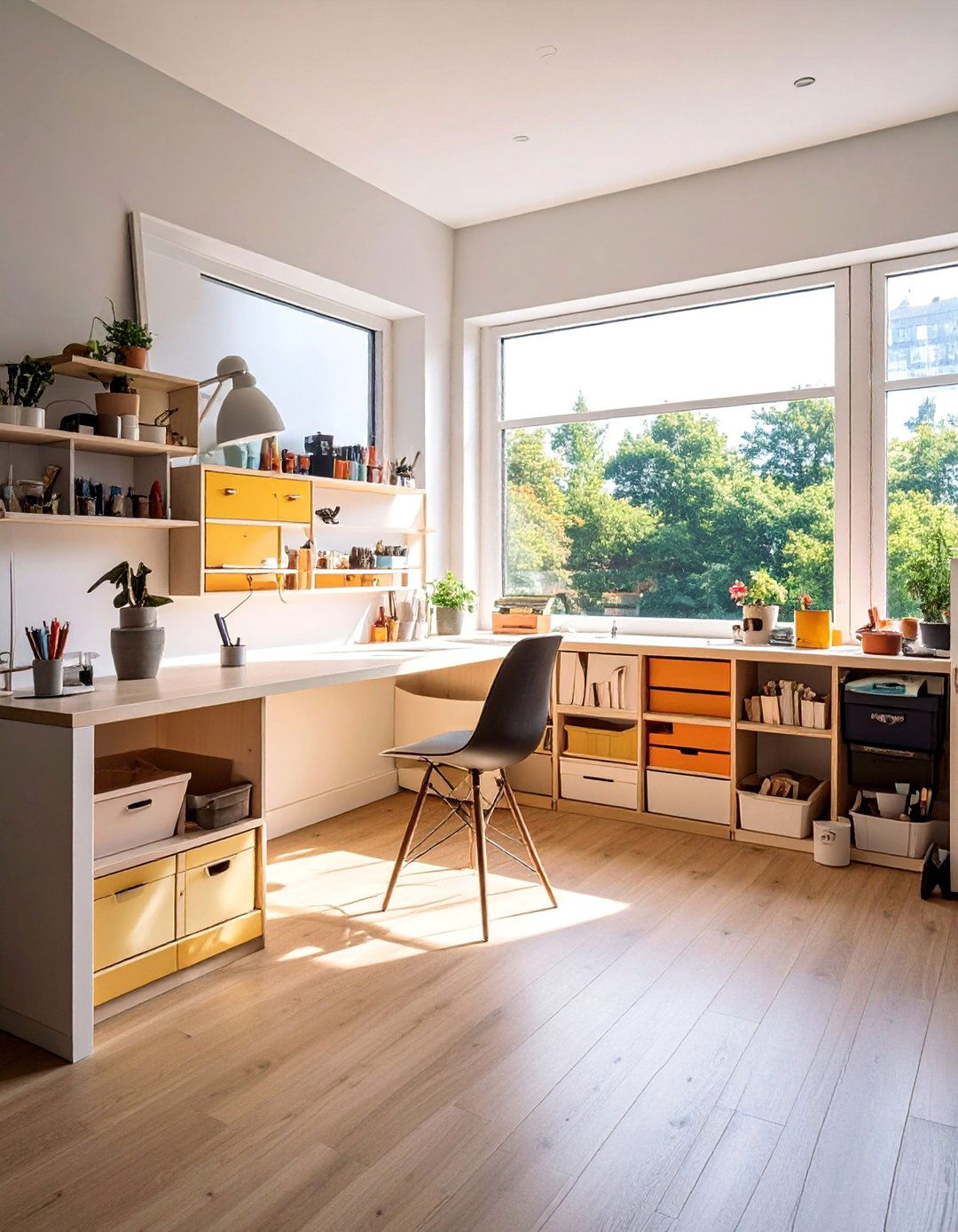 Bay Window Craft and Hobby Station - 40 Bay Window Ideas to Brighten Your Home