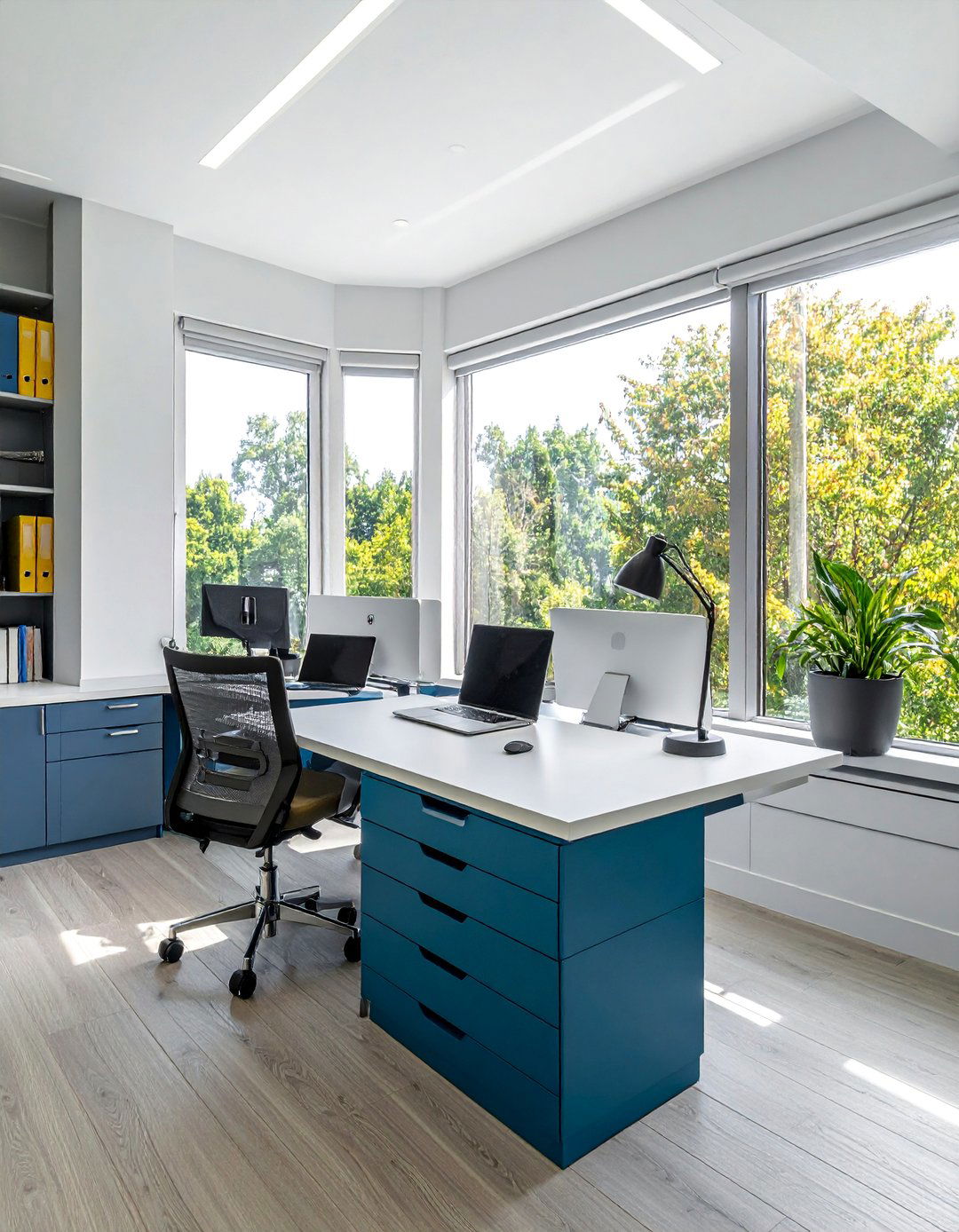 Bay Window Workspace with Storage - 40 Bay Window Ideas to Brighten Your Home