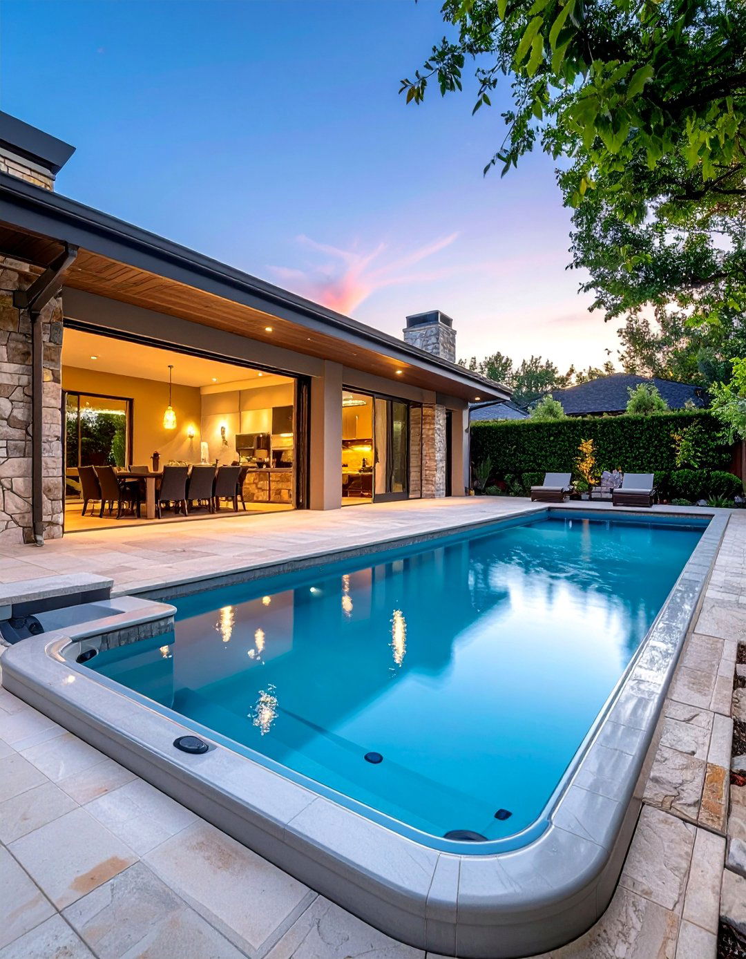 Beach Entry Spa Connection - 20 Rectangle Pool With Hot Tub Designs for Backyards