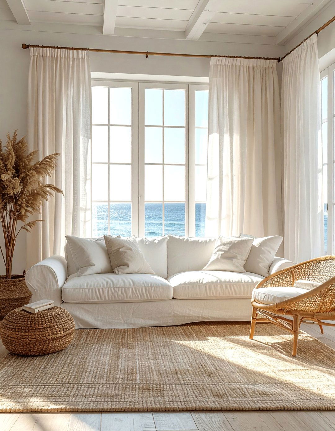 Beige and White Living Room in a Coastal Style - 20 Beige and White Living Room Ideas for a Serene Space
