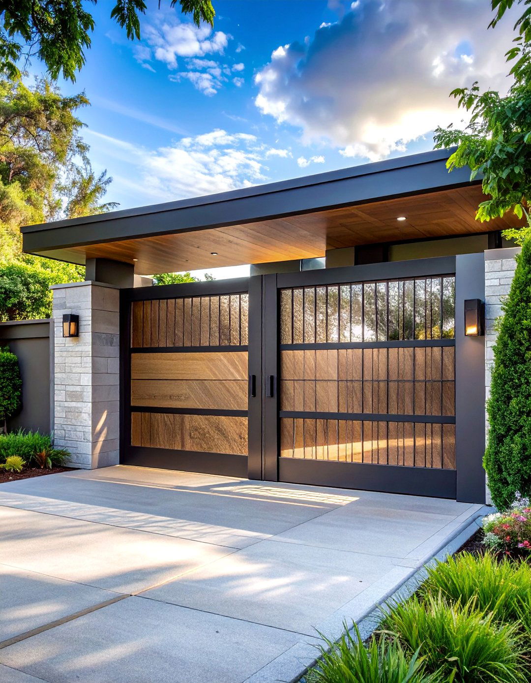 Bi Parting Double Sliding Gates - 30 Sliding Gate Design Ideas for Modern Homes