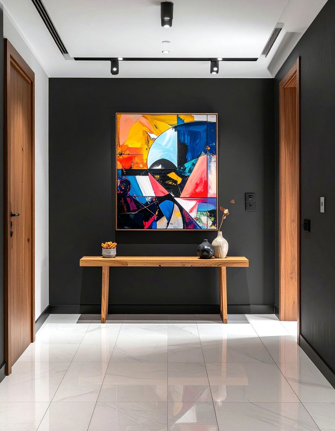 Black Accent Wall as a Focal Point - 15 Black Hallway Ideas to Make a Bold Statement