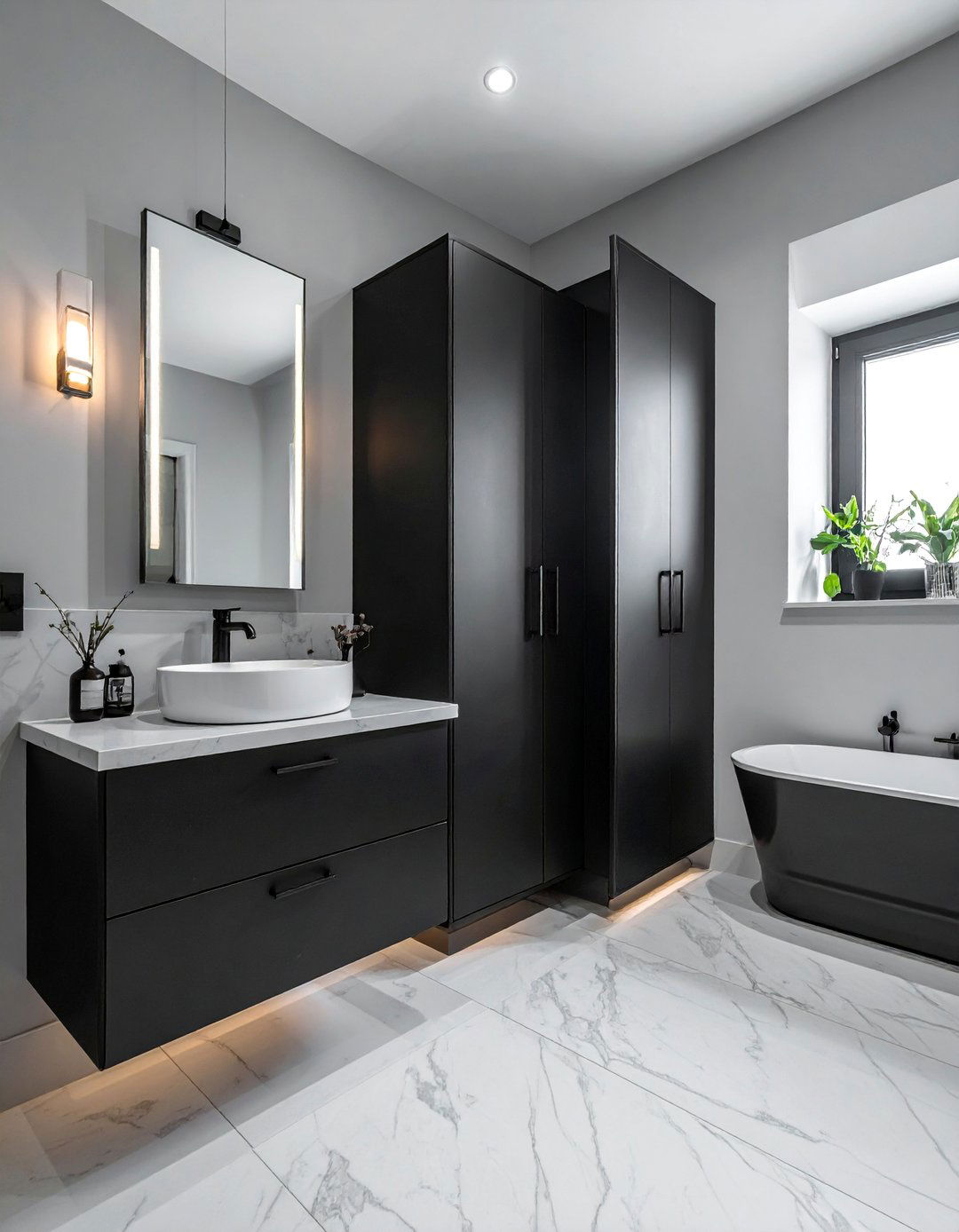 Black Bathroom Cabinets with Chrome Fixtures - 25 Bathroom With Black Cabinets Ideas for a Bold Look