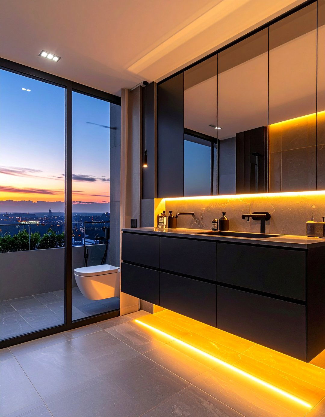 Black Bathroom Cabinets with Integrated Lighting - 25 Bathroom With Black Cabinets Ideas for a Bold Look