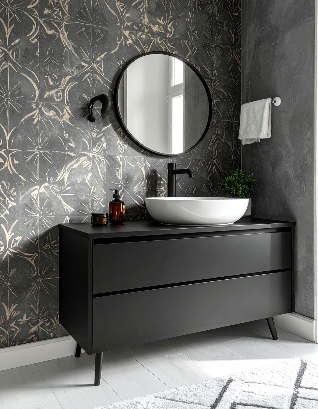 Black Bathroom Cabinets with a Vessel Sink - 25 Bathroom With Black Cabinets Ideas for a Bold Look