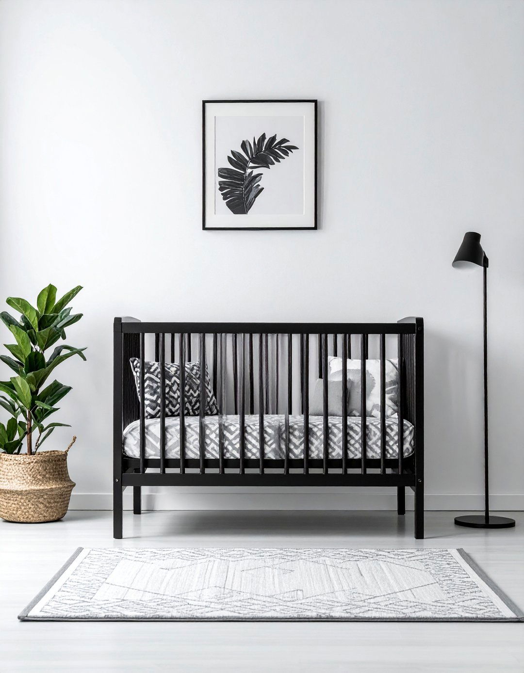 Black Crib as a Statement Piece in a Nursery - 25 Black and White Nursery Ideas for Timeless Style