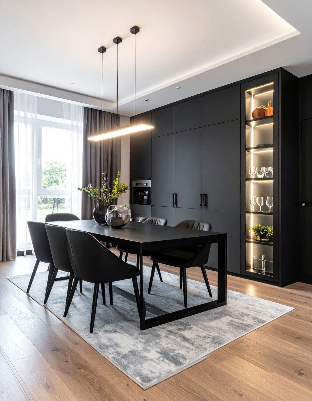 Black Dining Room with Built In Cabinetry - 30 Black Dining Room Ideas for a Bold Statement