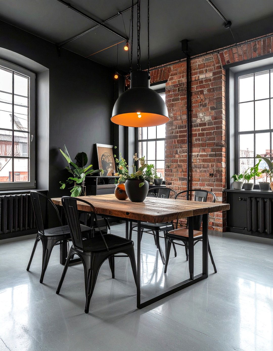 Black Dining Room with an Industrial Aesthetic - 30 Black Dining Room Ideas for a Bold Statement
