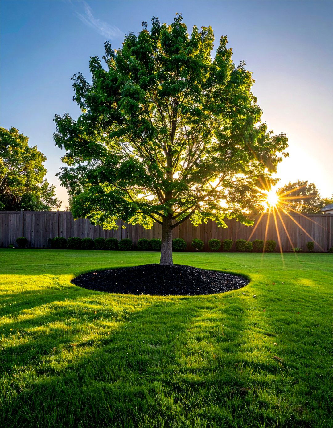 Black Mulch Surrounding Specimen Trees - 25 Black Mulch Landscaping Ideas for a Sleek Garden