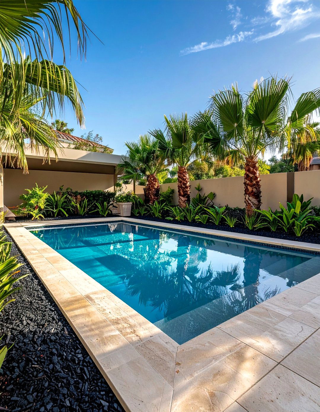 Black Mulch for a Sleek Poolside Landscape - 25 Black Mulch Landscaping Ideas for a Sleek Garden
