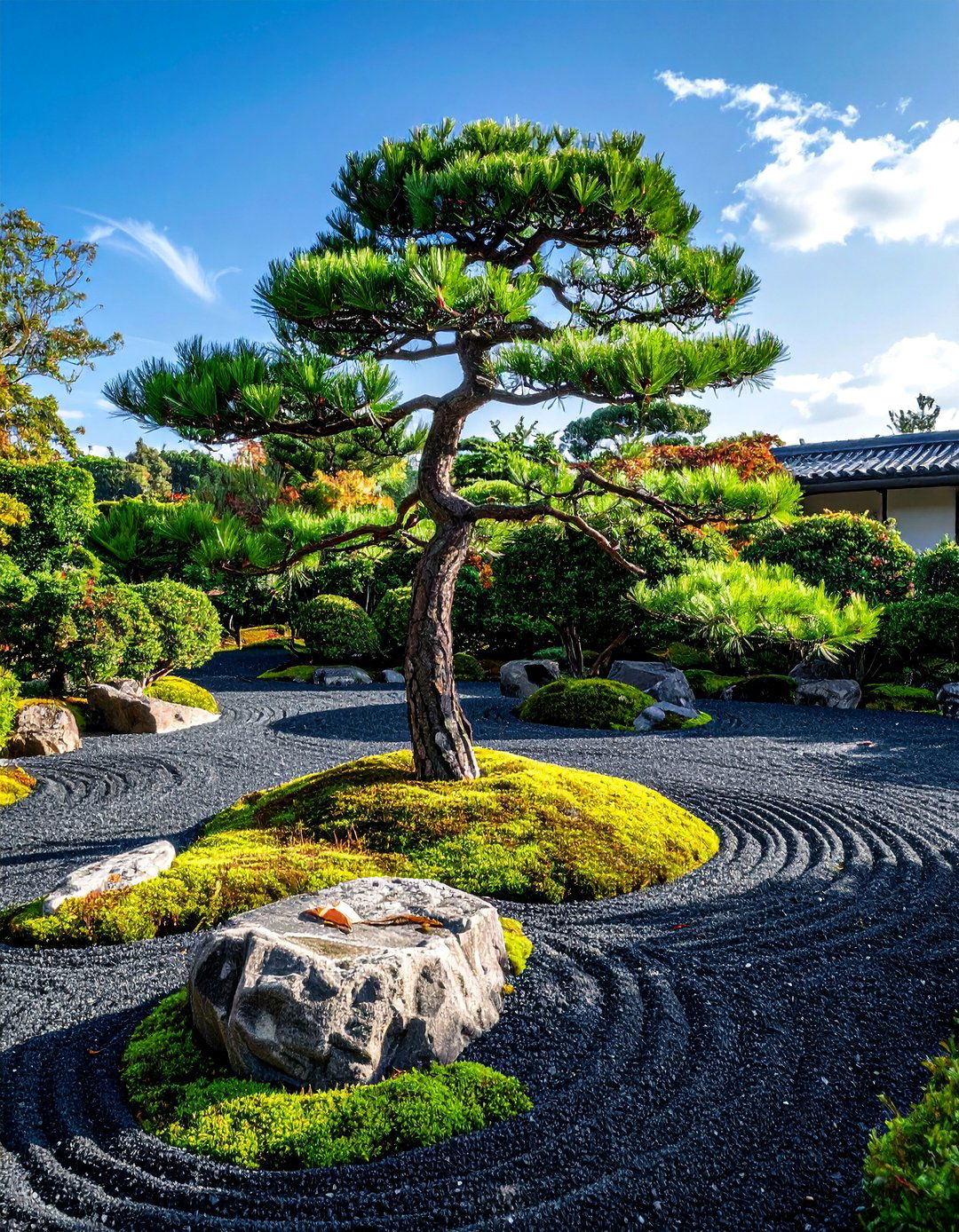 Black Mulch in a Japanese Inspired Garden - 25 Black Mulch Landscaping Ideas for a Sleek Garden