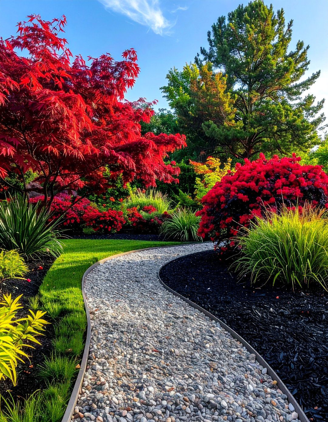 Black Mulch with Warm Toned Foliage - 25 Black Mulch Landscaping Ideas for a Sleek Garden