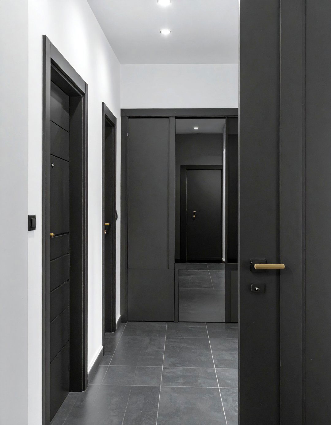 Black Painted Interior Doors - 15 Black Hallway Ideas to Make a Bold Statement