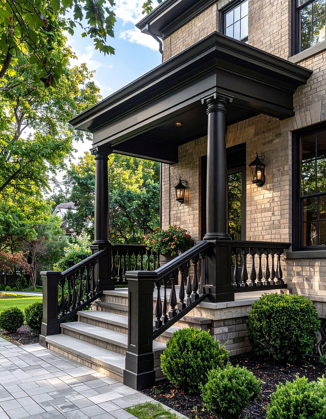 Black Porch Railings and Trim - 20 Porch Paint Colors Ideas for a Welcoming Outdoor Space
