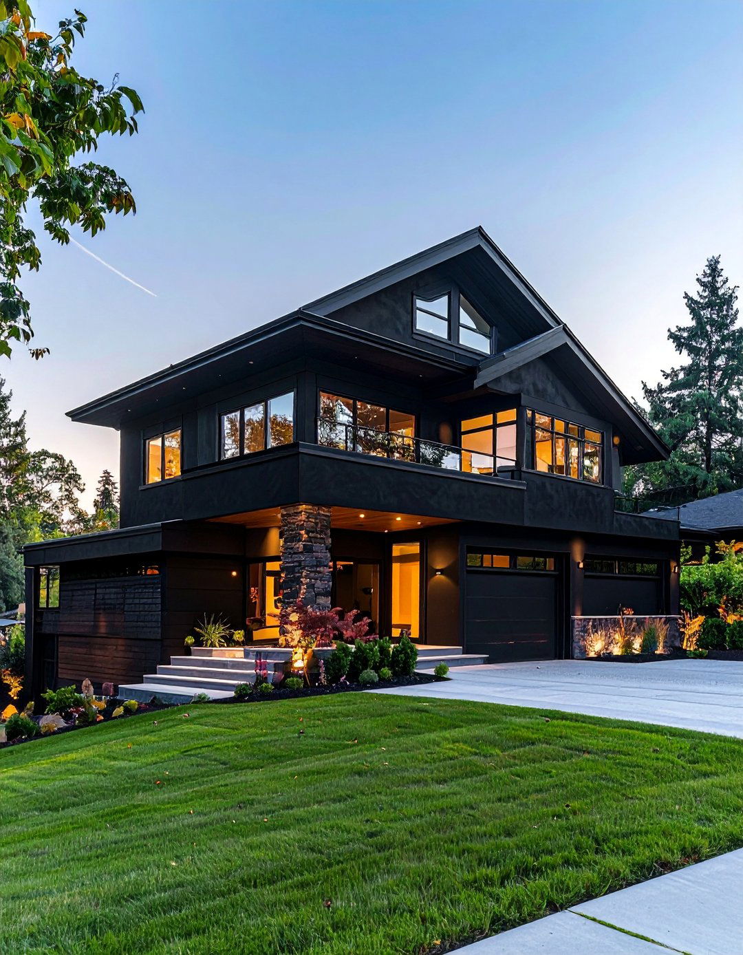 Black Stucco Split Level House - 20 Black Stucco House Ideas for a Bold Exterior