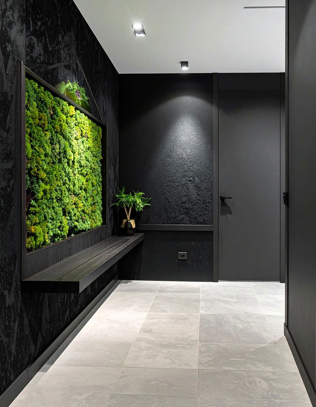 Black Textured Wallpaper - 15 Black Hallway Ideas to Make a Bold Statement