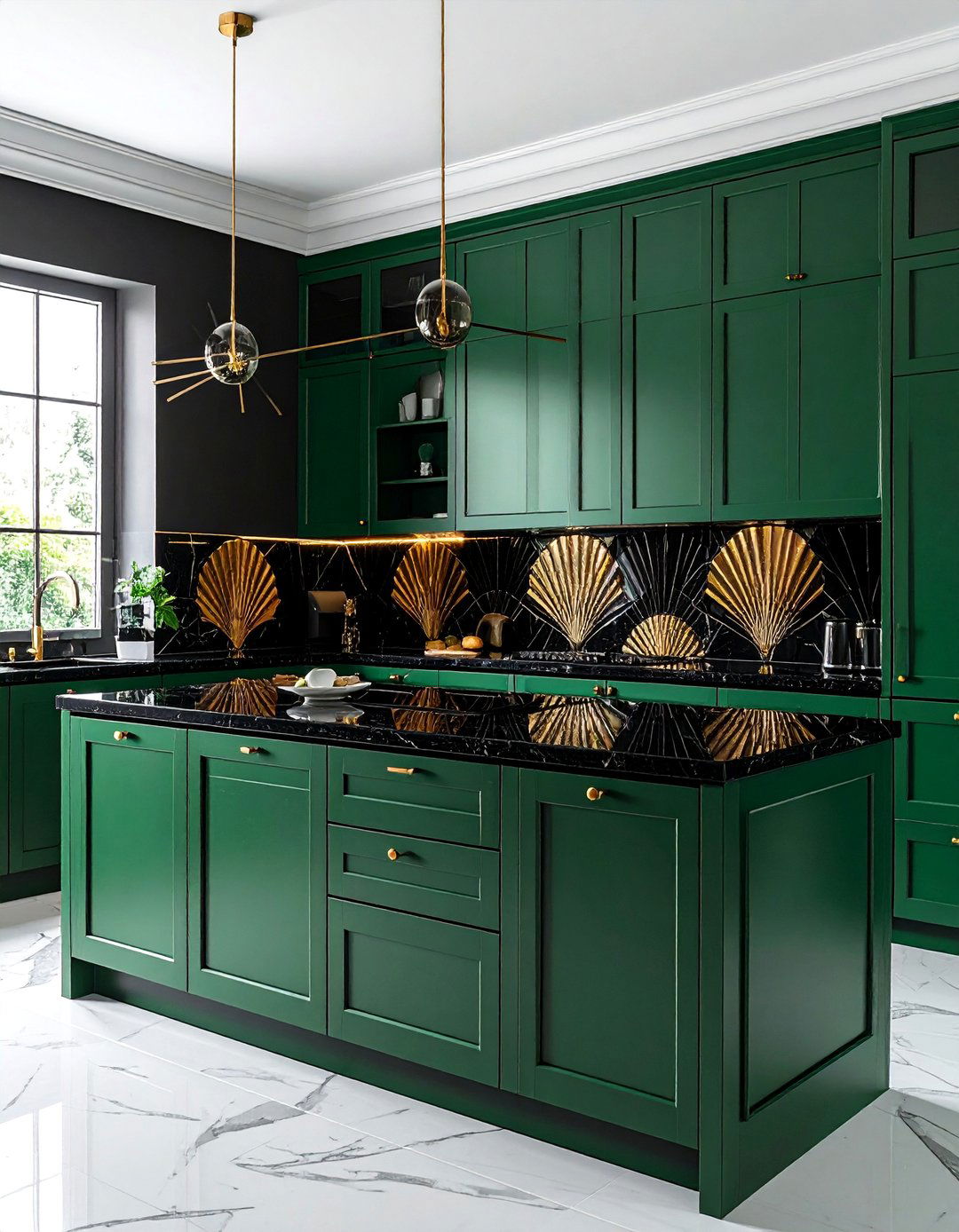 Black and Green Art Deco Inspired Kitchen - 30 Black and Green Kitchen Ideas for a Modern Twist