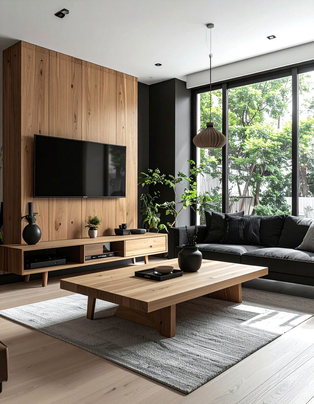 Black and White Living Room with Natural Wood Accents - 30 Black and White Living Room Ideas for Timeless Style