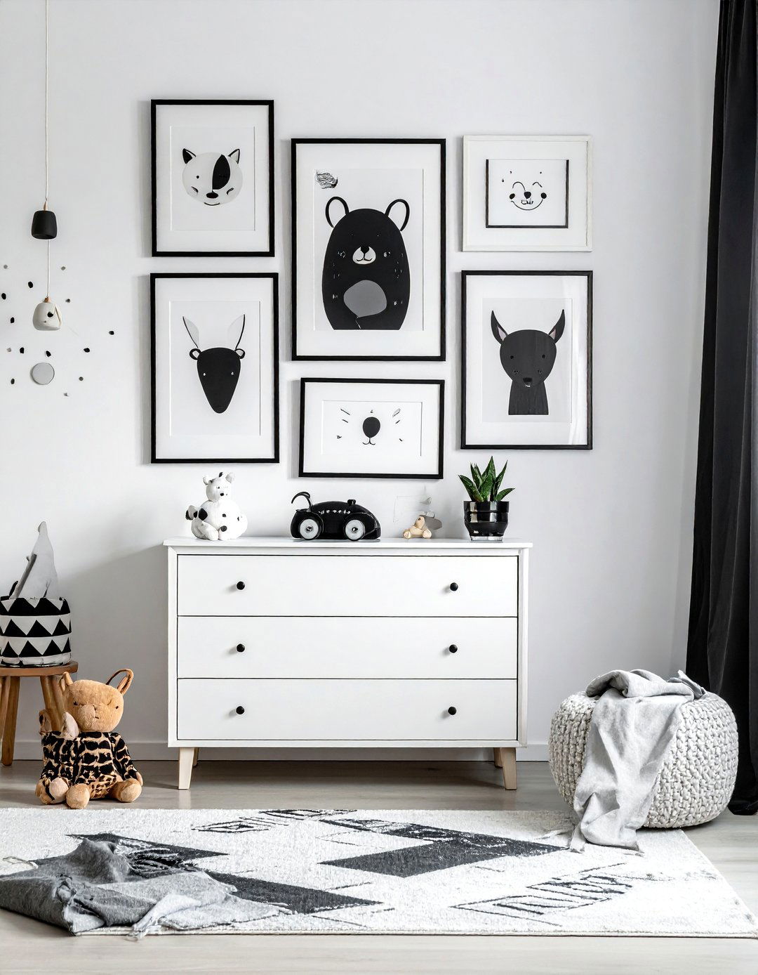 Black and White Nursery Featuring a Gallery Wall - 25 Black and White Nursery Ideas for Timeless Style