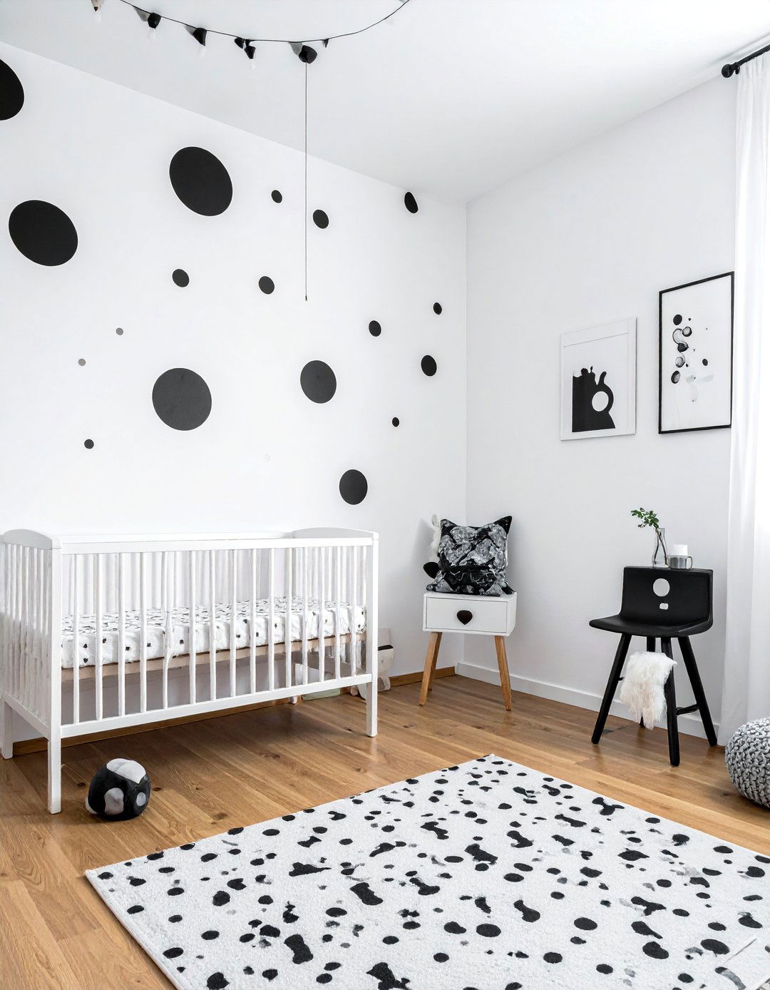 Black and White Nursery with Polka Dot Decor - 25 Black and White Nursery Ideas for Timeless Style