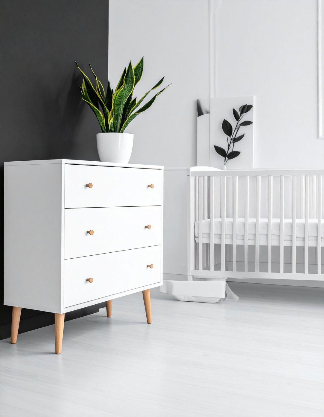 Black and White Nursery with a Pop of Greenery - 25 Black and White Nursery Ideas for Timeless Style