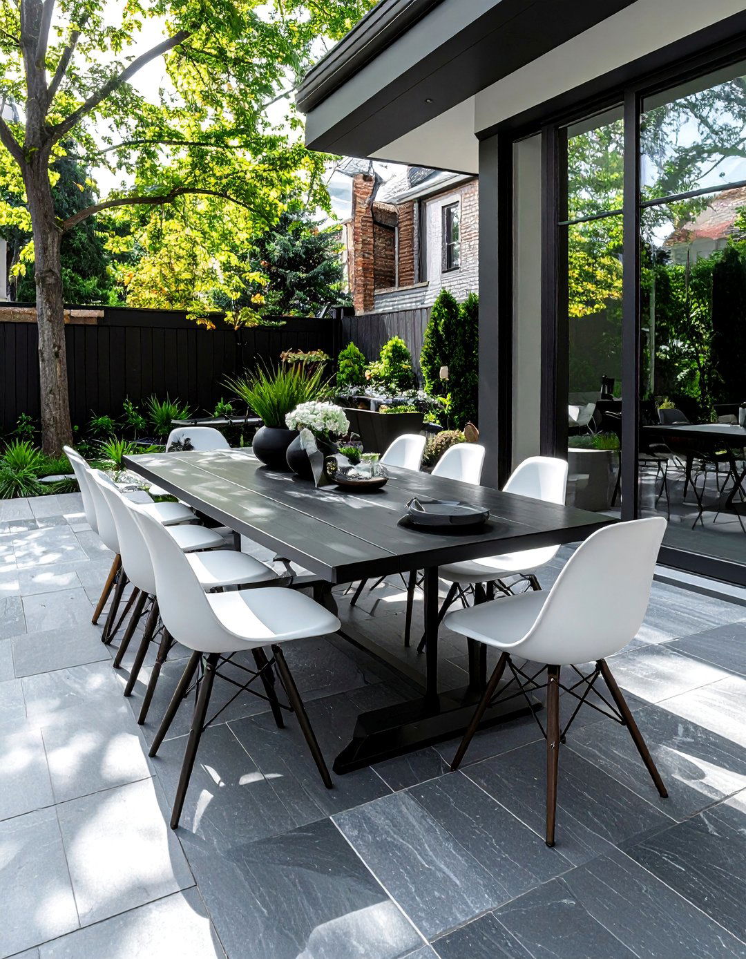 Black and White Outdoor Dining Set - 20 Black and White Patio Ideas for Stylish Outdoor Spaces