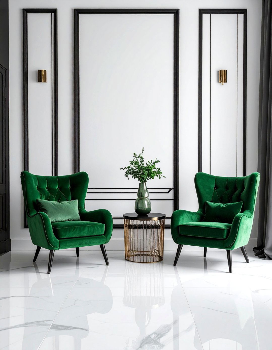 Black and White Scheme with Green as the Accent - 30 Black and Green Living Room Ideas for a Luxe Feel