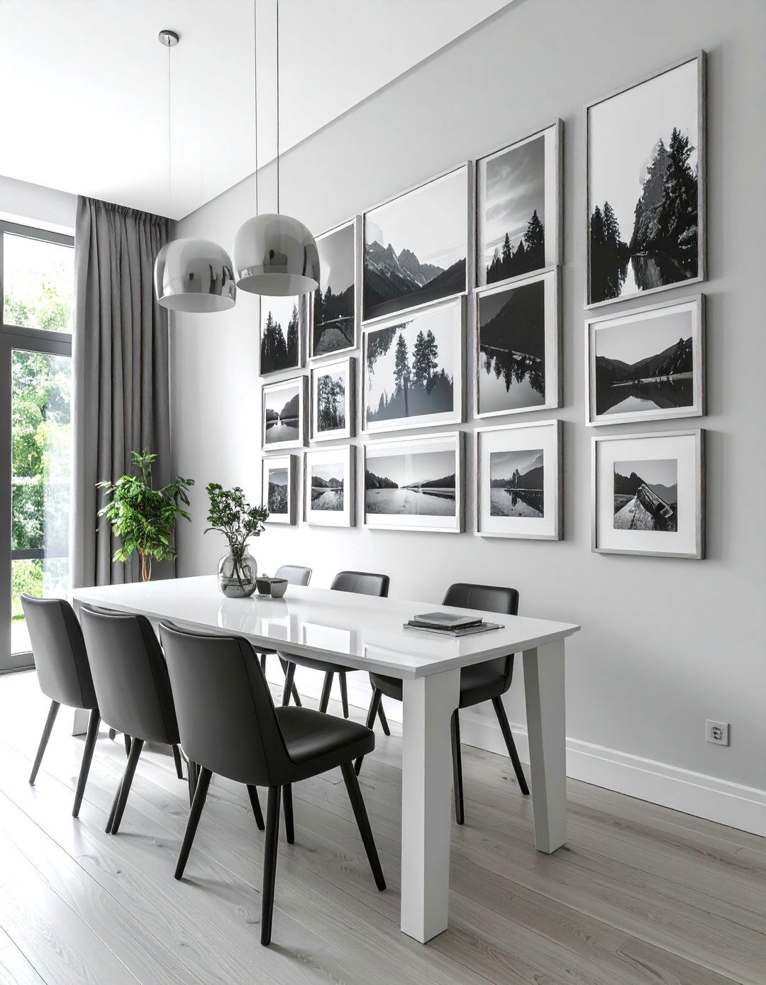 Black and White Themed Photo Wall - 40 Photo Wall Ideas to Personalize Your Living Space