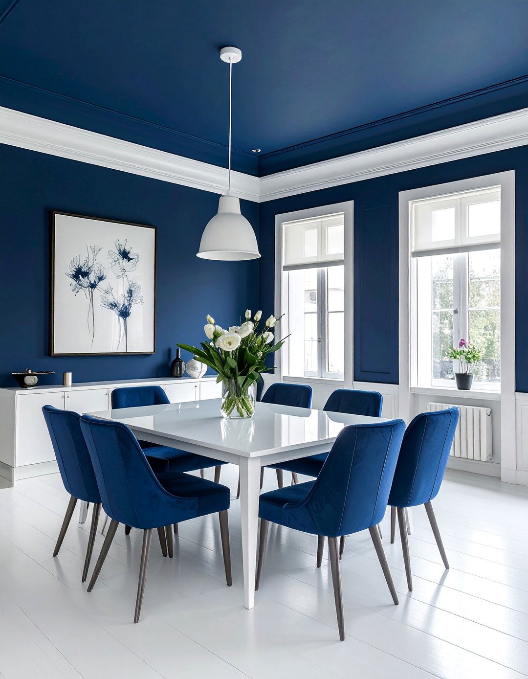 Blue Ceiling with White Walls - 30 Blue and White Decor Ideas for a Fresh Look