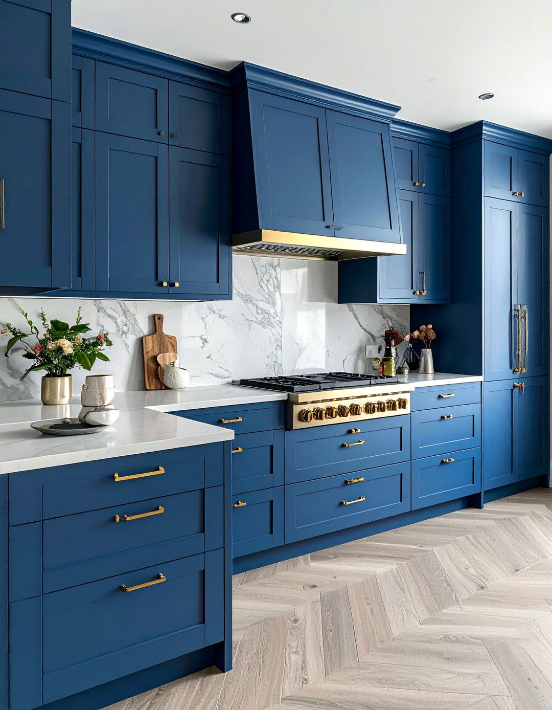 Blue Kitchen Cabinets With Champagne Gold Hardware - 30 Blue Kitchen Cabinets With Gold Hardware Ideas