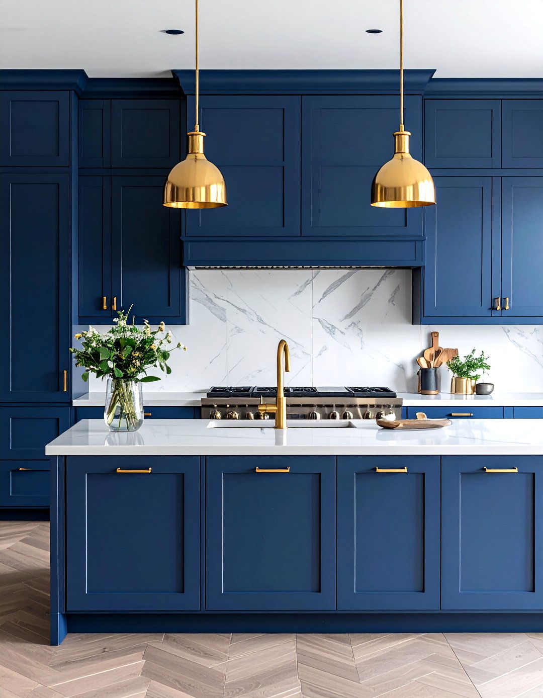 Blue Kitchen Cabinets With Gold Faucet and Fixtures - 30 Blue Kitchen Cabinets With Gold Hardware Ideas