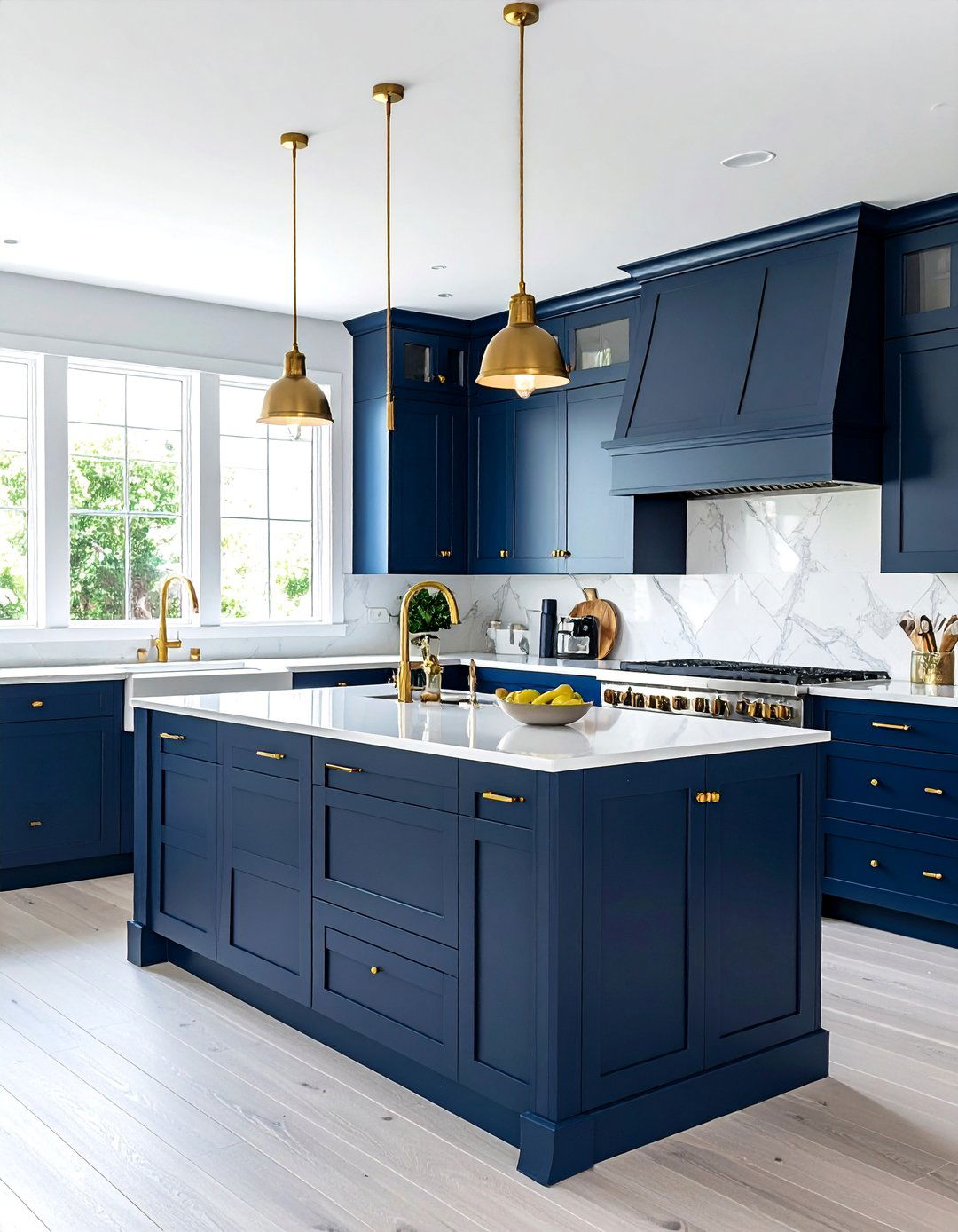 Blue Kitchen Island With Gold Hardware - 30 Blue Kitchen Cabinets With Gold Hardware Ideas
