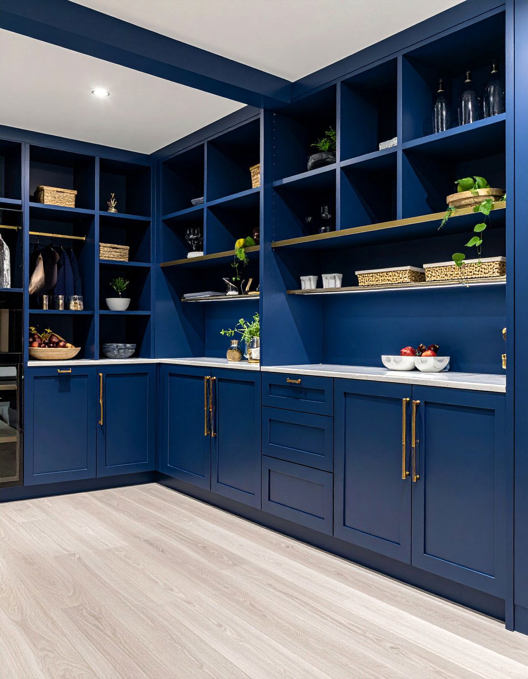 Blue Pantry Cabinets With Gold Hardware - 30 Blue Kitchen Cabinets With Gold Hardware Ideas