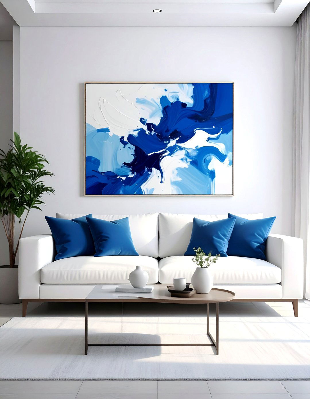 Blue and White Abstract Wall Art - 30 Blue and White Decor Ideas for a Fresh Look
