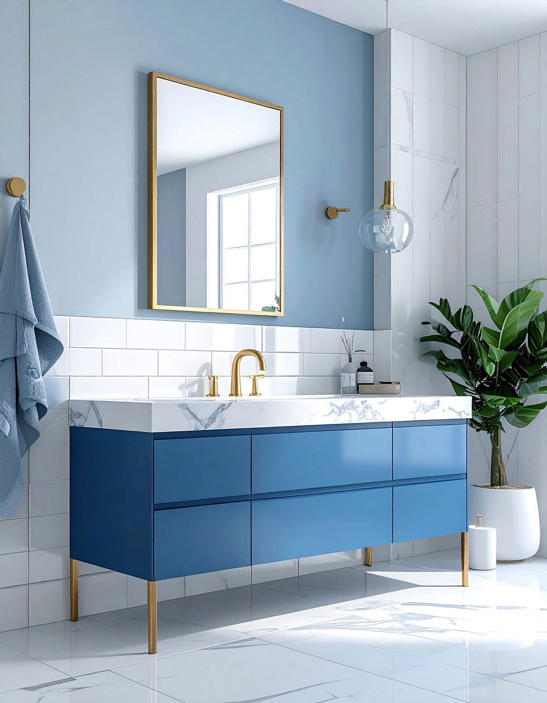 Blue and White Bathroom Vanity - 30 Blue and White Decor Ideas for a Fresh Look