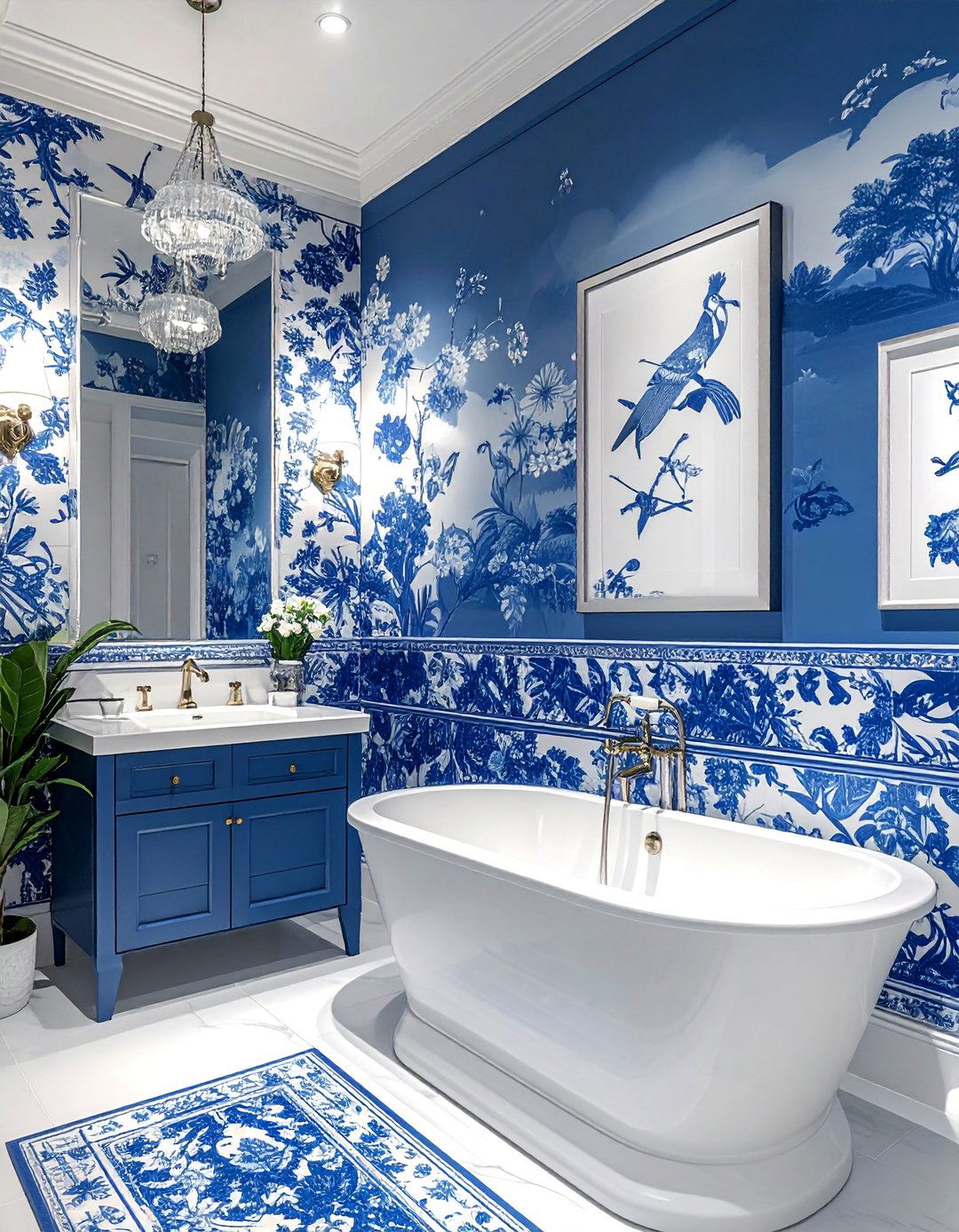 Blue and White Chinoiserie Wallpaper - 30 Blue and White Decor Ideas for a Fresh Look