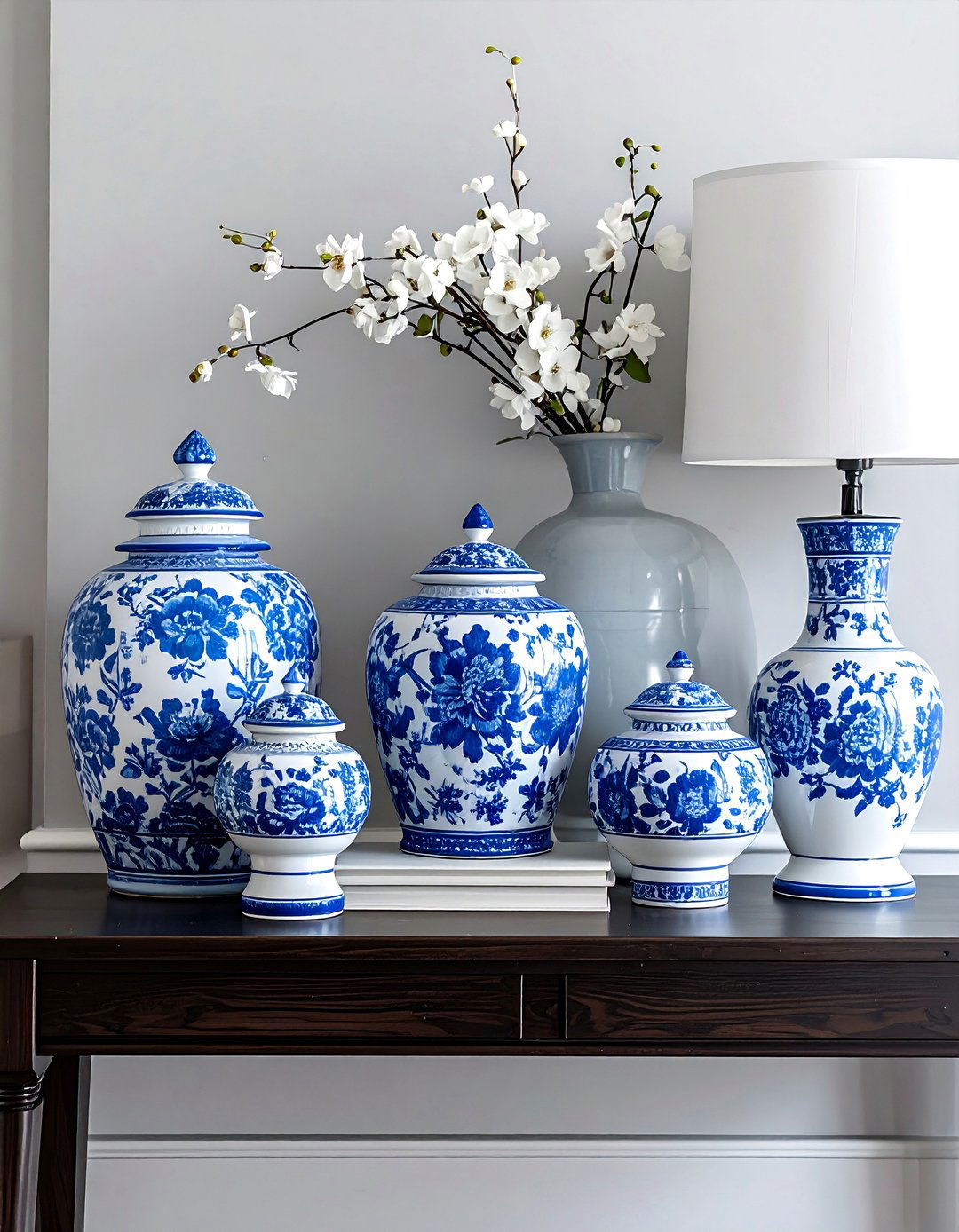 Blue and White Ginger Jars - 30 Blue and White Decor Ideas for a Fresh Look
