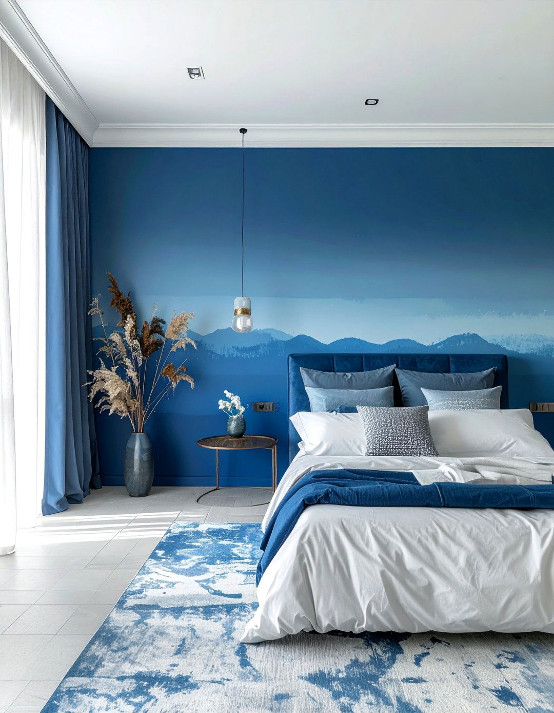 Blue and White Ombre Wall - 30 Blue and White Decor Ideas for a Fresh Look