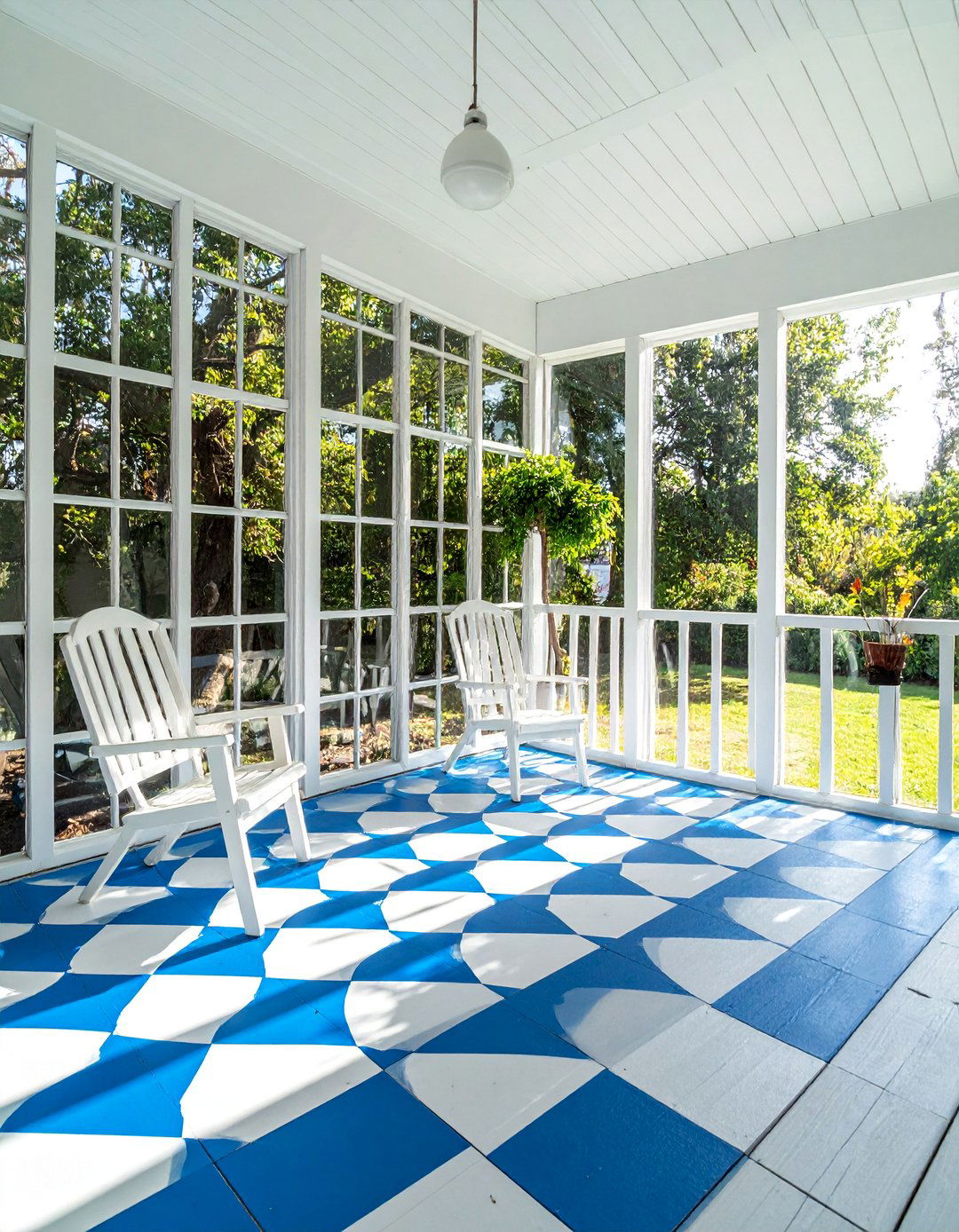 Blue and White Painted Floor - 30 Blue and White Decor Ideas for a Fresh Look