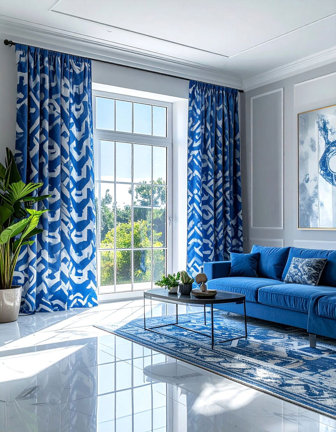Blue and White Patterned Curtains - 30 Blue and White Decor Ideas for a Fresh Look