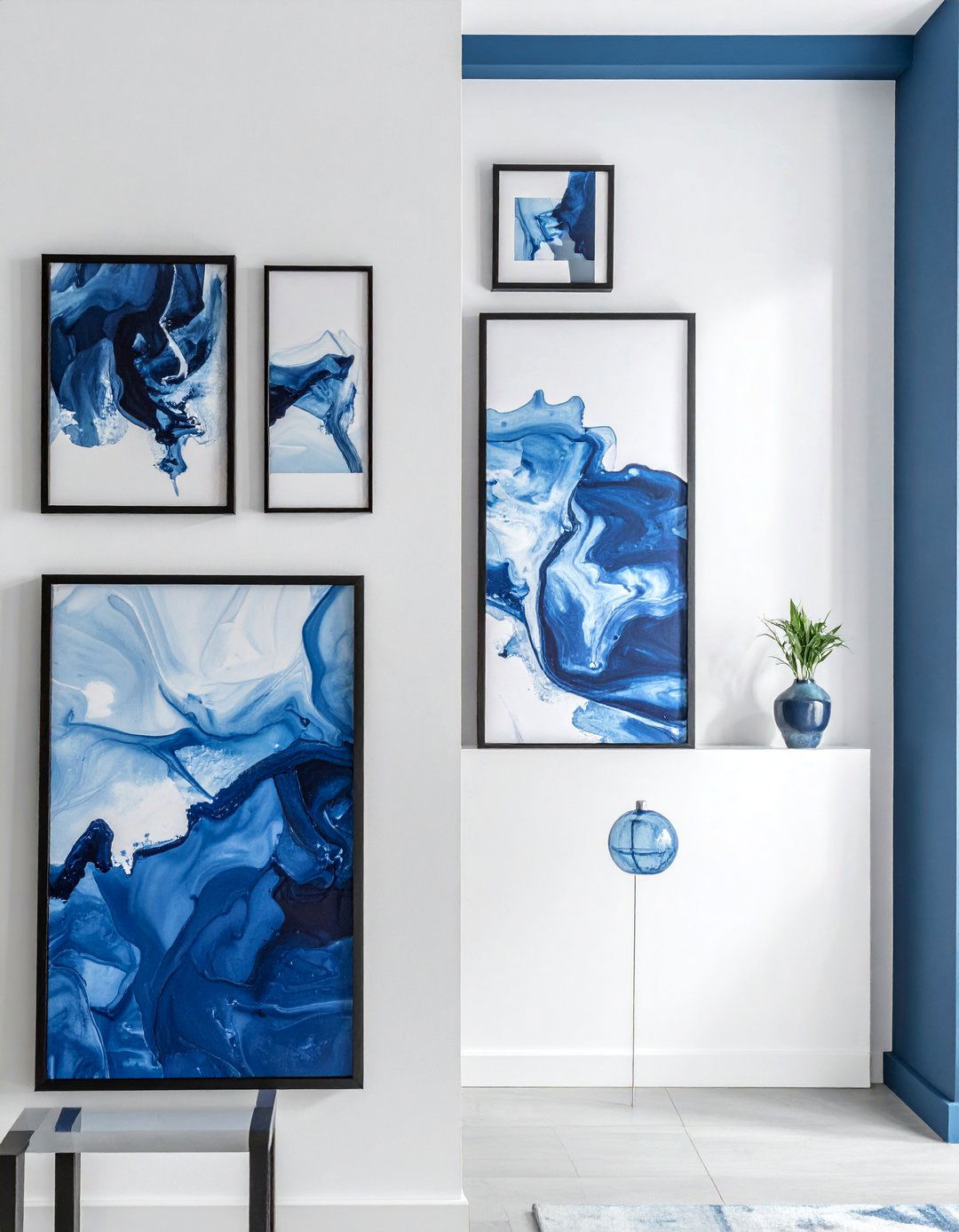 Blue and White Themed Gallery Wall - 30 Blue and White Decor Ideas for a Fresh Look