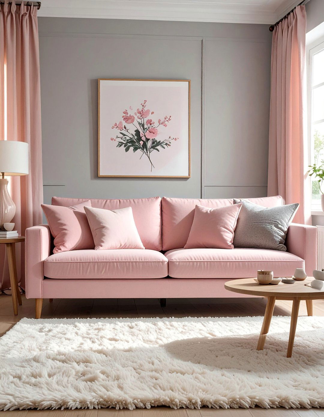 Blush Pink Couch with Neutral Tones - 20 Pink Couch Living Room Ideas for a Bold Look